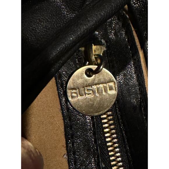 Gustto soft black leather shoulder back with gold hardware and strap - Picture 12 of 12